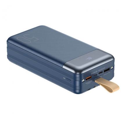 Remax Hunergy Power Bank 50000mAh - мощна външна батерия 50000 mAh с 2xUSB, USB-C и microUSB изходи и вградени кабели за мобилни устройства (черен)