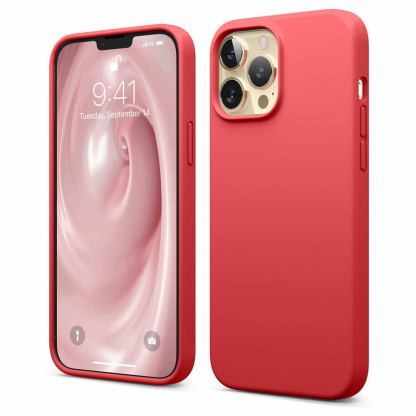 Elago Soft Silicone Case - силиконов (TPU) калъф за iPhone 13 Pro Max (червен)