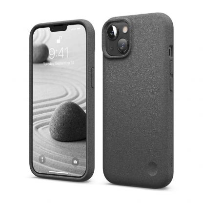 Elago Pebble Case - удароустойчив силиконов (TPU) калъф за iPhone 13 (тъмносив)