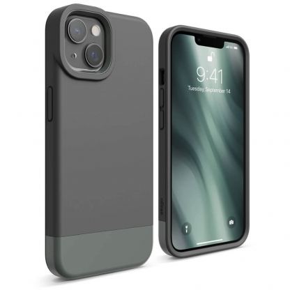 Elago Glide Case - удароустойчив силиконов (TPU) калъф за iPhone 13 (тъмносив-зелен)