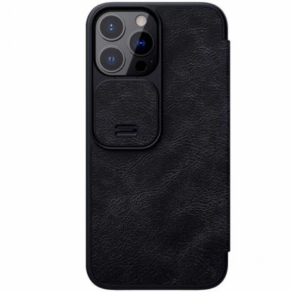 Nillkin Qin Book Pro Leather Flip Case - кожен калъф, тип портфейл за iPhone 13 Pro Max (черен)