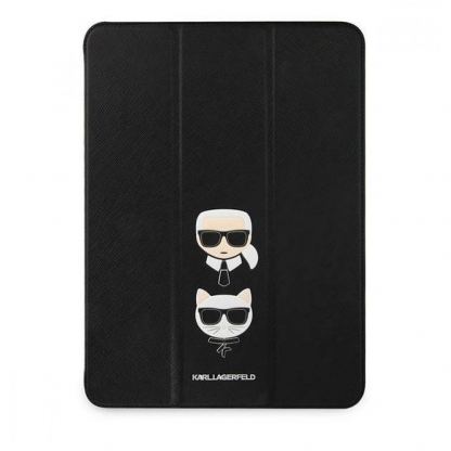Karl Lagerfeld Book Cover Case - дизайнерски кожен калъф с поставка за iPad Pro 11 M1 (2021), iPad Pro 11 (2020), iPad Pro 11 (2018) (черен)