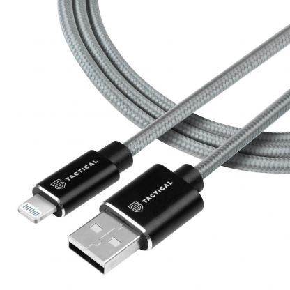 Tactical Fast Rope Kevlar USB Lightning MFi Cable - здрав кевларен кабел с въжена оплекта за Apple устройства с Lightning порт (200 см) (сив)