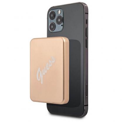 Guess Vintage Magnetic Wireless Power Bank 3000 mAh - безжична преносима външна батерия с USB-C вход за iPhone с Magsafe (златист)