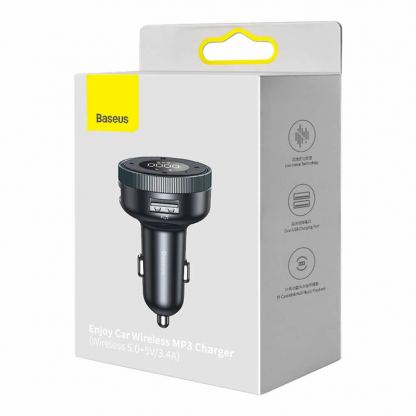 Baseus Enjoy Bluetooth FM Transmitter (CCLH-01) - блутут FM трансмитер с AUX и зарядно за кола за мобилни устройства (черен)