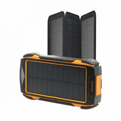 4smarts Solar Powerbank Rugged TitanPack Eco 20,000mAh - соларна удароустойчива външна батерия с безжично зареждане, няколко USB порта и фенер 