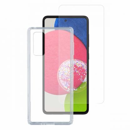 4smarts 360° Starter Set X-Pro Glass - тънък силиконов кейс и стъклено защитно покритие за дисплея на Samsung Galaxy A52, A52 5G, A52s 5G (прозрачен)