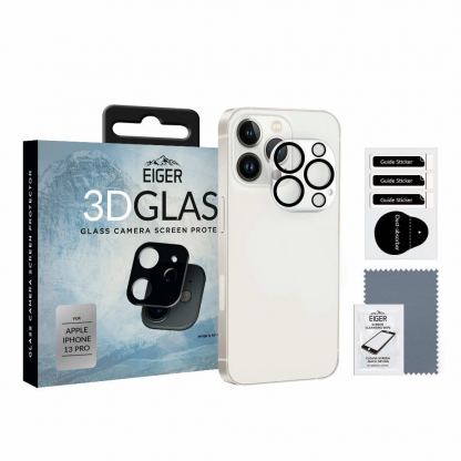 Eiger Glass 3D Camera Lens Protector - предпазен стъклен протектор за камерата на iPhone 13 Pro (черен)