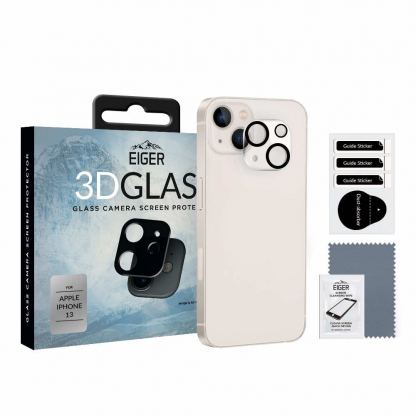 Eiger Glass 3D Camera Lens Protector - предпазен стъклен протектор за камерата на iPhone 13 (черен)