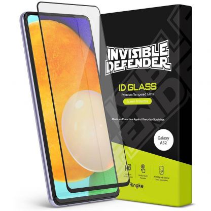 Ringke Invisible Defender Full Cover Tempered Glass 3D - калено стъклено защитно покритие за дисплея на Samsung Galaxy A52, Galaxy A52 5G (черен-прозрачен)