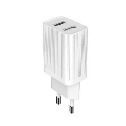Kingkong Dual USB Wall Charger 2.1A - захранване за ел. мрежа 2.4A с два USB изхода (бял)
