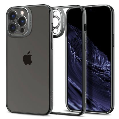 Spigen Optik Crystal Case - тънък силиконов (TPU) калъф за iPhone 13 Pro (сив-прозрачен)