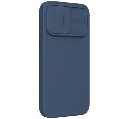 Nillkin CamShield Silky Magnetic Silicone Case - силиконов (TPU) калъф с MagSafe за iPhone 13 Pro (син)
