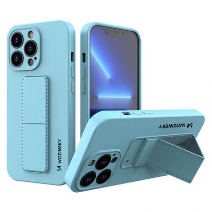 Wozinsky Flexible Silicone Kickstand Case - силиконов (TPU) калъф с поставка за iPhone 13 Pro (син)