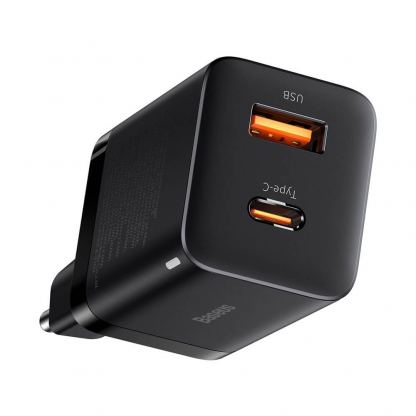 Baseus Super Si Pro Quick Wall Charger 30W (CCSUPP-E01) - захранване за ел. мрежа с USB и USB-C изходи и технология за бързо зареждане (черен)