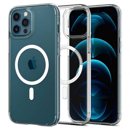 Spigen Ultra Hybrid MagSafe Case - хибриден кейс с висока степен на защита с MagSafe за iPhone 12, iPhone 12 Pro (бял-прозрачен) 