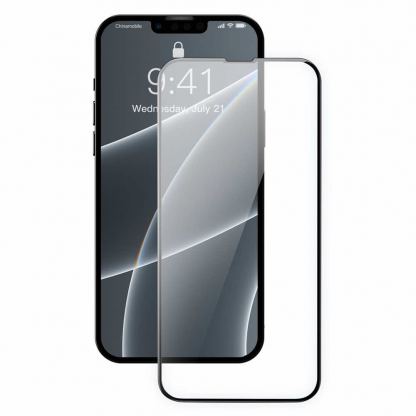 Baseus Full Screen Tempered Glass (SGQP010101) - стъклено защитно покритие за целия дисплей на iPhone 13, iPhone 13 Pro (прозрачен-черен) (2 броя)