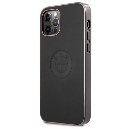 BMW Signature Leather Embossed Logo Leather Case - кожен кейс (естествена кожа) за iPhone 12 Pro Max (черен)