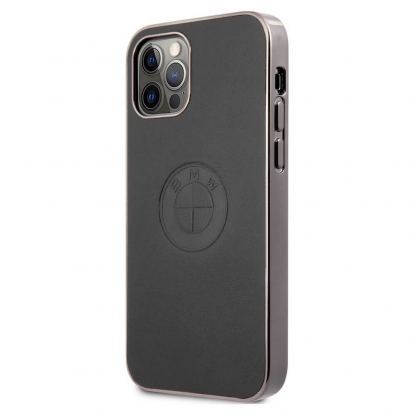 BMW Signature Leather Embossed Logo Leather Case - кожен кейс (естествена кожа) за iPhone 12, iPhone 12 Pro (черен)