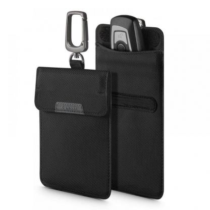 Spigen Klasden Faraday Signal Blocking RFID Car Keyless Pouch - вертикален джоб (фарадеев кафез) за блокиране на сигнали и RFID защита (черен)