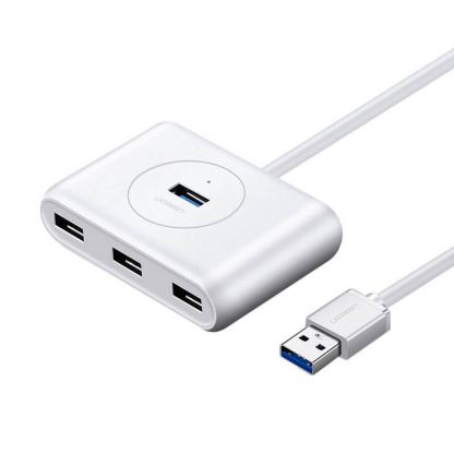 Ugreen USB-A 3.0 Hub 4-port - 4-портов USB 3.0 хъб за компютри и лаптопи с USB-A (100 см) (бял)