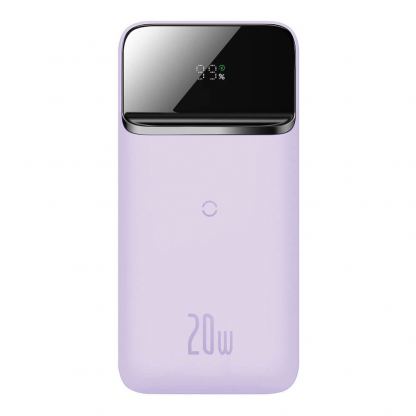 Baseus Magnetic Wireless Quick Charging Power Bank 10000 mAh (PPCX010005) - преносима външна батерия с USB-C порт, USB-A изход и безжично зареждане с MagSafe (лилав)