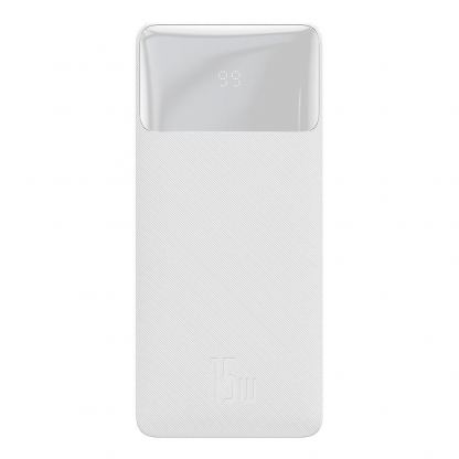Baseus Bipow Digital Display Power Bank 15W 30000mAh (PPDML-K02) - външна батерия с два USB-A и един USB-C изходи и технология за бързо зареждане (бял)