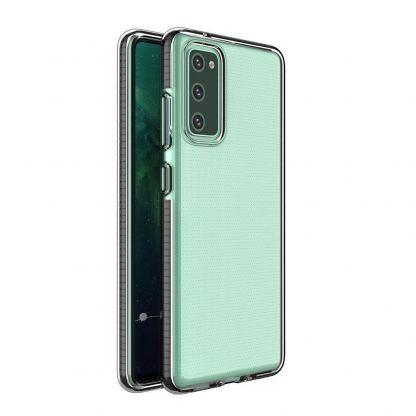 Spring TPU Gel Cover Case - силиконов (TPU) калъф за Samsung Galaxy S21 FE (прозрачен-черен) 