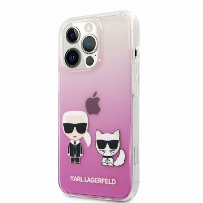 Karl Ikonik Karl and Choupette Case - дизайнерски кейс с висока защита за iPhone 13 Pro Max (розов) 
