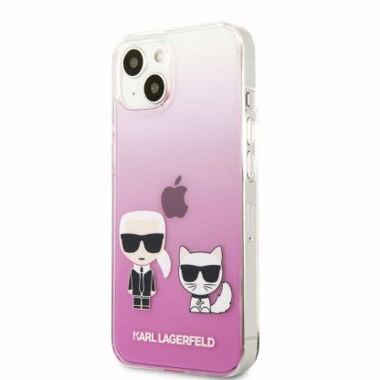 Karl Ikonik Karl and Choupette Case - дизайнерски кейс с висока защита за iPhone 13 mini (розов) 