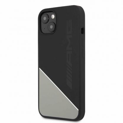 AMG Liquid Silicone Case - дизайнерски силиконов кейс за iPhone 13 (черен-сив)