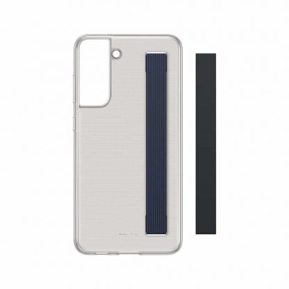Samsung Protective Clear Strap Cover EF-XG990CBE - оригинален кейс с лента за ръка за Samsung Galaxy S21 FE (сив)