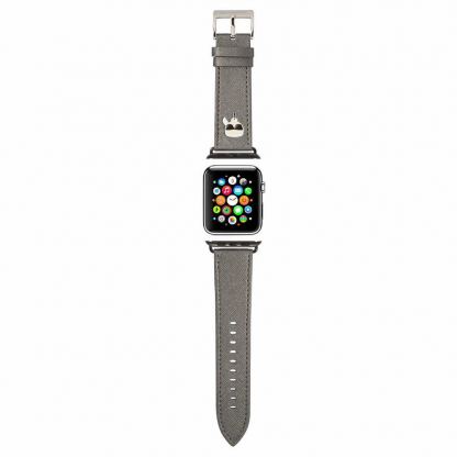 Karl Lagerfeld Karl Head PU Watch Strap - кожена каишка за Apple Watch 42мм, 45мм, 45мм (сребрист)