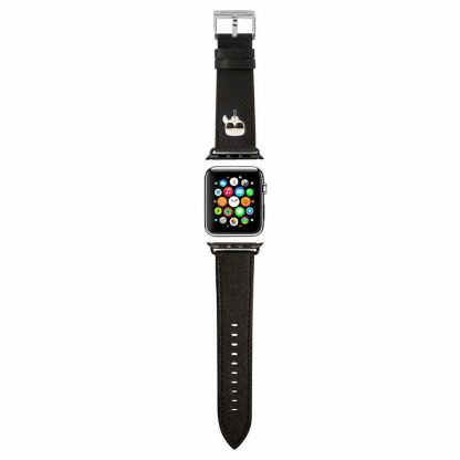 Karl Lagerfeld Karl Head PU Watch Strap - кожена каишка за Apple Watch 42мм, 45мм, 45мм (черен)