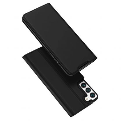 Dux Ducis Skin Pro Case - кожен калъф с поставка и отделение за кр. карти за Samsung Galaxy S22 (черен)