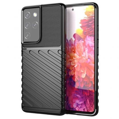 Thunder Rugged TPU Case  - удароустойчив силиконов (TPU) калъф за Samsung Galaxy S22 Ultra (черен)