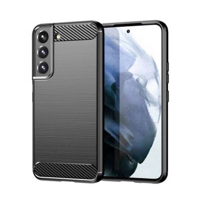 Carbon Soft Silicone TPU Protective Case - силиконов (TPU) калъф за Samsung Galaxy S22 (черен)