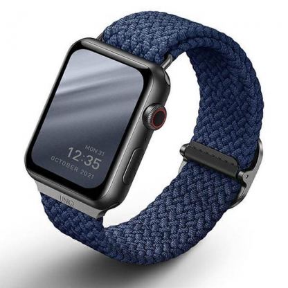 Uniq Aspen Adjustable Braided Band  - текстилна каишка за Apple Watch 42мм, 44мм, 45мм (тъмносин)