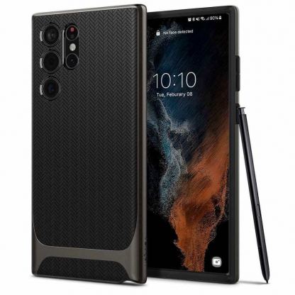 Spigen Neo Hybrid Case - хибриден кейс с висока степен на защита за Samsung Galaxy S22 Ultra (сив)