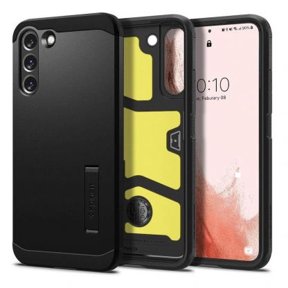 Spigen Tough Armor Case - хибриден кейс с най-висока степен на защита за Samsung Galaxy S22 (черен)
