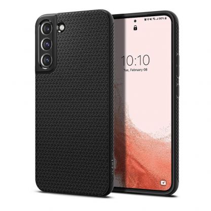 Spigen Liquid Air Case - силиконов (TPU) калъф с висока степен на защита за Samsung Galaxy S22 (черен)