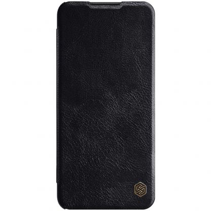 Nillkin Qin Leather Flip Case - кожен калъф, тип портфейл за Samsung Galaxy A03s (черен)