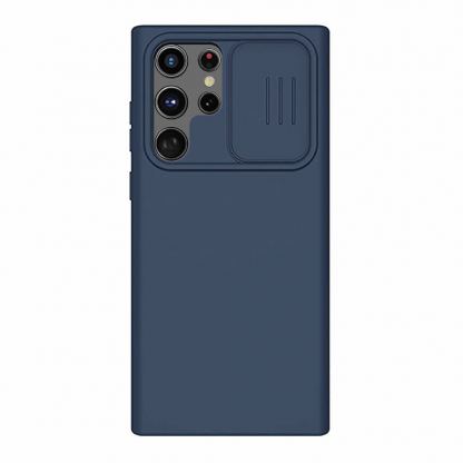 Nillkin CamShield Silky Silicone Case - силиконов (TPU) калъф за Samsung Galaxy S22 Ultra (син)