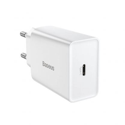 Baseus Speed Mini USB-C PD Wall Charger 20W (CCFS-SN02) - захранване за ел. мрежа с USB-C изход с технология за бързо зареждане (бял)