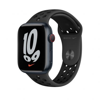 Apple Watch Nike Sport Band - оригинална силиконова каишка за Apple Watch 42мм, 44мм, 45мм (тъмносив-черен)