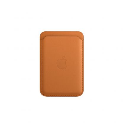 Apple iPhone Leather Wallet with MagSafe And Find My Support - оригинален кожен портфейл (джоб) за прикрепяне към iPhone с MagSafe (светлокафяв)