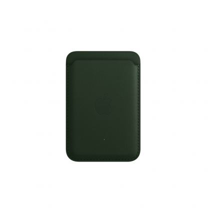 Apple iPhone Leather Wallet with MagSafe And Find My Support - оригинален кожен портфейл (джоб) за прикрепяне към iPhone с MagSafe (тъмнозелен)