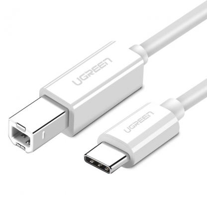 Ugreen US241 USB-C To USB-B 2.0 Printer Cable - кабел за принтер и други външни устройства USB-C Male към USB-B Male (100 см) (бял)