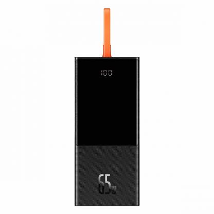 Baseus Power Bank Elf 65W 20000mAh (PPJL000001) - външна батерия 210000 mAh с вграден USB-C кабел и USB-C, 2xUSB-A портове (черен)