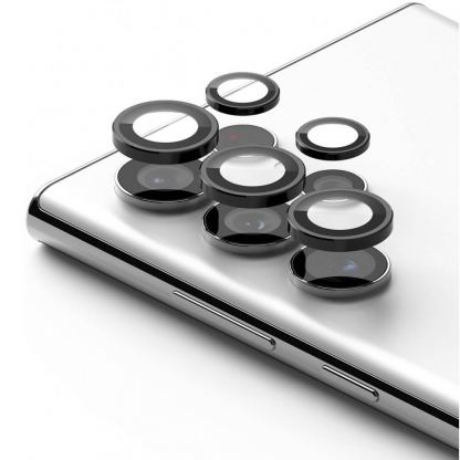 Ringke Metal Camera Lens Frame Glass - предпазни стъклени лещи за камерата на Samsung Galaxy S22 Ultra (черен)